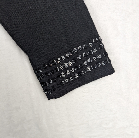 Coldwater Creek Sequined Cardigan Sweater Small Black Semi-formal Sequins - Picture 11 of 15